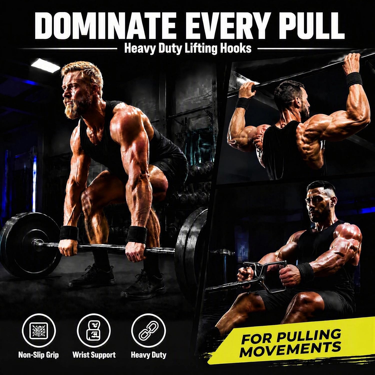 image:imageWeight Lifting Grips Pair Wrist Support for Heavy Lifting Deadlifts Pull Ups Powerlifting amp Gym WorkoutsRed