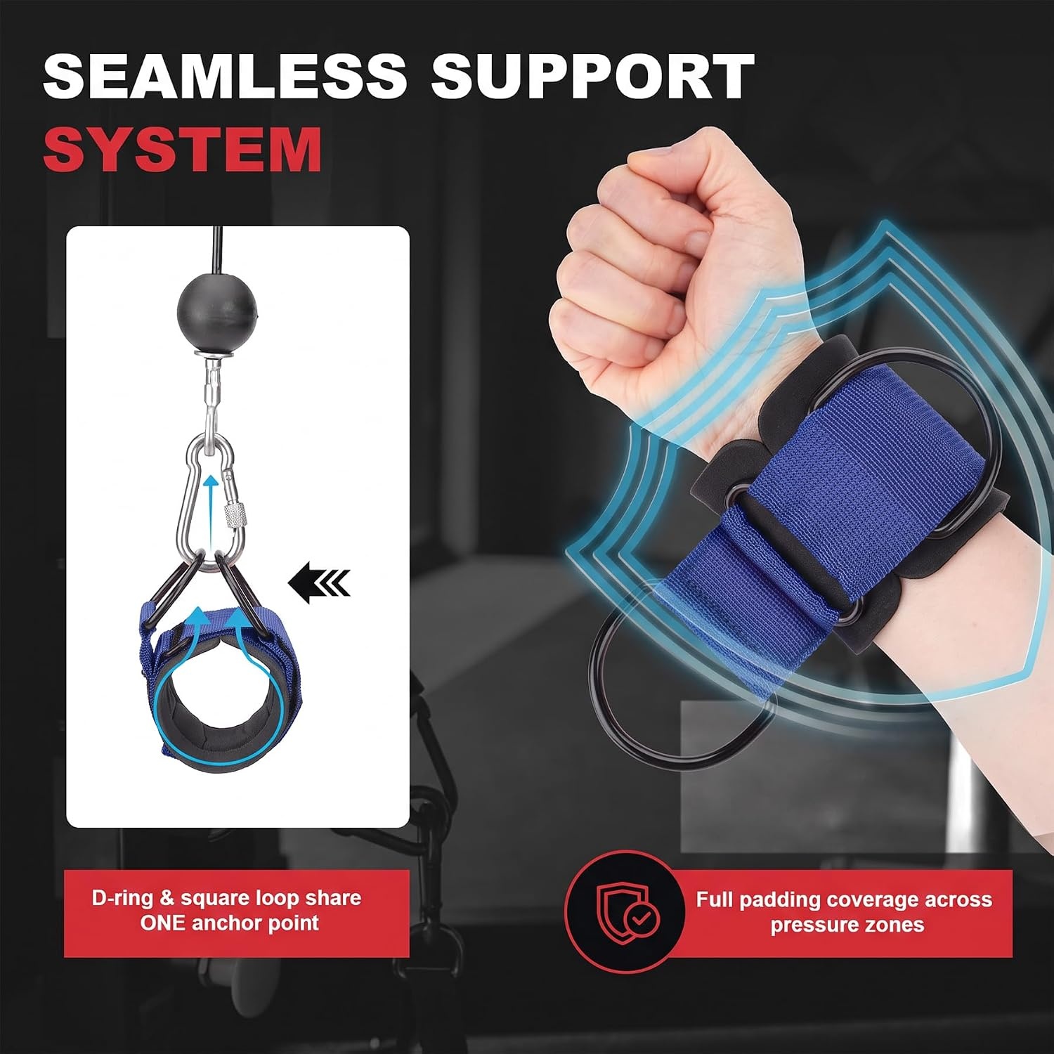 image:imageWrist Straps for Cable Machines Wrist Cuffs for Men Woman Neoprene Padded Straps for Gym Strength Training EquipmentBlue