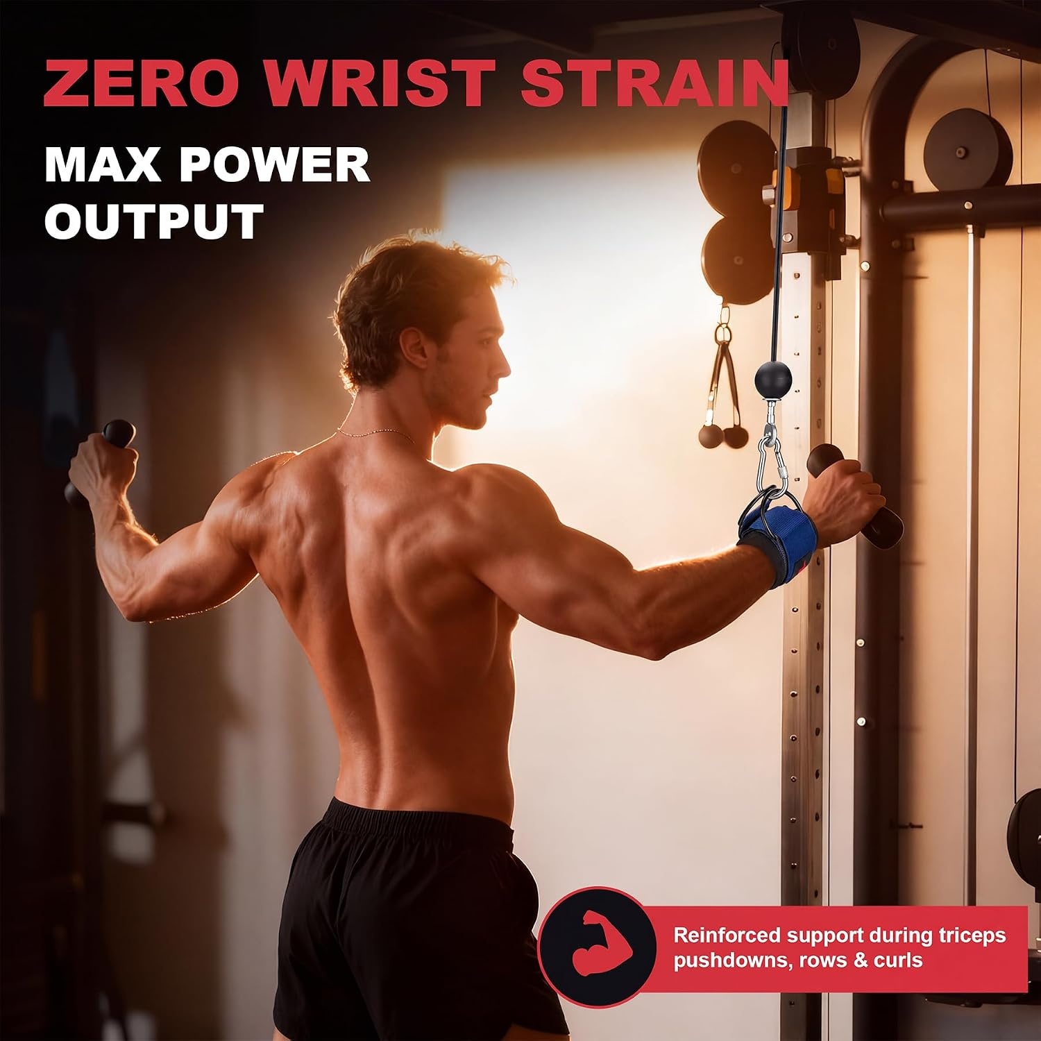 image:imageWrist Straps for Cable Machines Wrist Cuffs for Men Woman Neoprene Padded Straps for Gym Strength Training EquipmentBlue