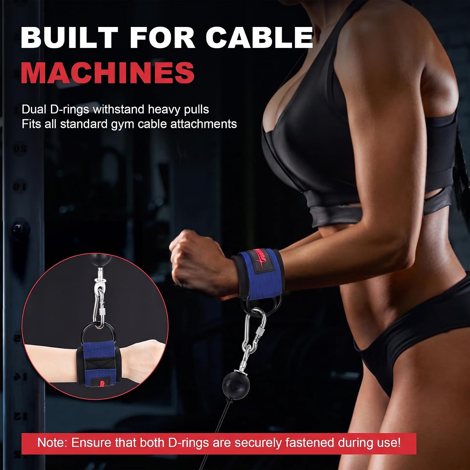 image:imageWrist Straps for Cable Machines Wrist Cuffs for Men Woman Neoprene Padded Straps for Gym Strength Training EquipmentBlue