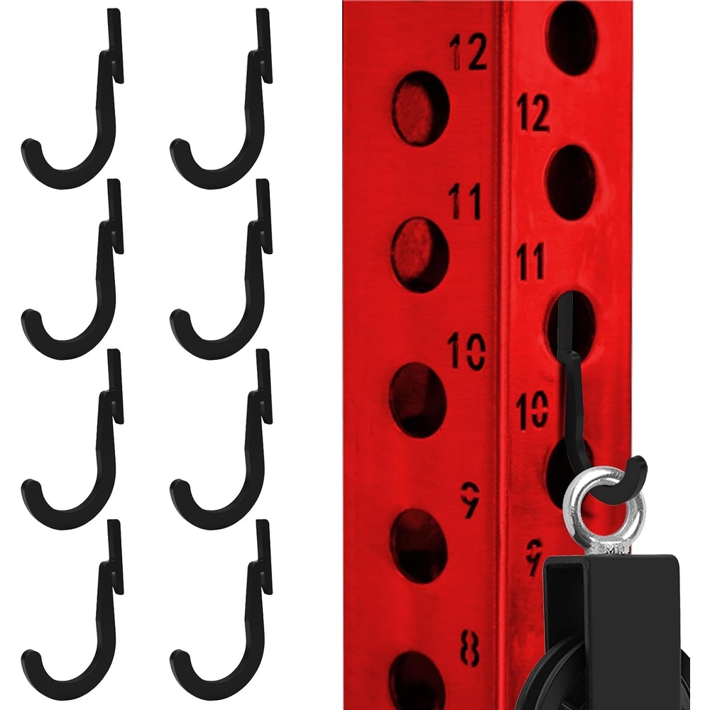 image:image8PSC Power Rack Attachments HooksSquat Rack Accessories HookDIY Storage Hook for Resistance Bands Barbell Collars and Gym Accessories 8PCSBlack8PCSBlack
