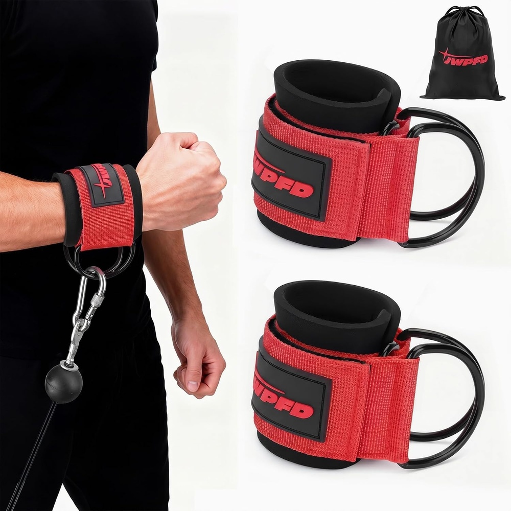 image:imageWrist Straps for Cable Machines Wrist Cuffs for Men Woman Neoprene Padded Straps for Gym Strength Training EquipmentRed