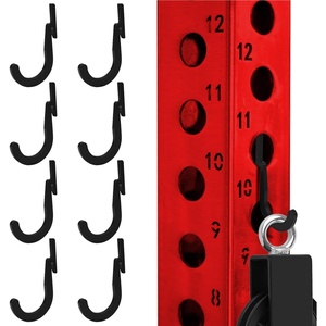 8PSC Power Rack Attachments Hooks,Squat Rack Accessories Hook,DIY Storage Hook for Resistance Bands Barbell Collars and Gym Accessories (8PCS-Black)(8PCS-Black)