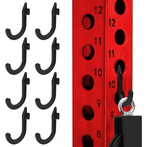 8PSC Power Rack Attachments Hooks,Squat Rack Accessories Hook,DIY Storage Hook for Resistance Bands Barbell Collars and Gym Accessories (8PCS-Black)(Black)