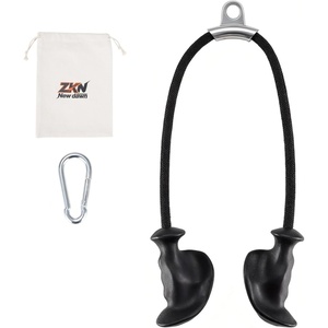 Tricep Rope Pull Down Attachment with Ergonomic Handles,Triceps Rope for Cable Machine Pulley System,Home Gym Accessories(Black)