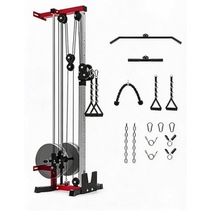 Wall Mount Cable Station, 19 Position Dual Pulley System(Red and Black)