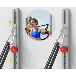 Wall-Mounted Anchor Fitness System – Adjustable, Multi-Functional, Space Saving Home Gym Solution for Strength Training,Adjustable Workout Wall Anchor System(80“ Red (v2))